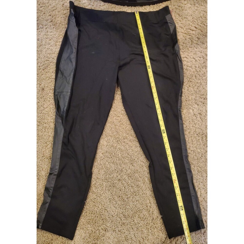 IMAN Global Chic Black Jogger Knit Pants Plus Size 2X Genuine Leather Trim Accen